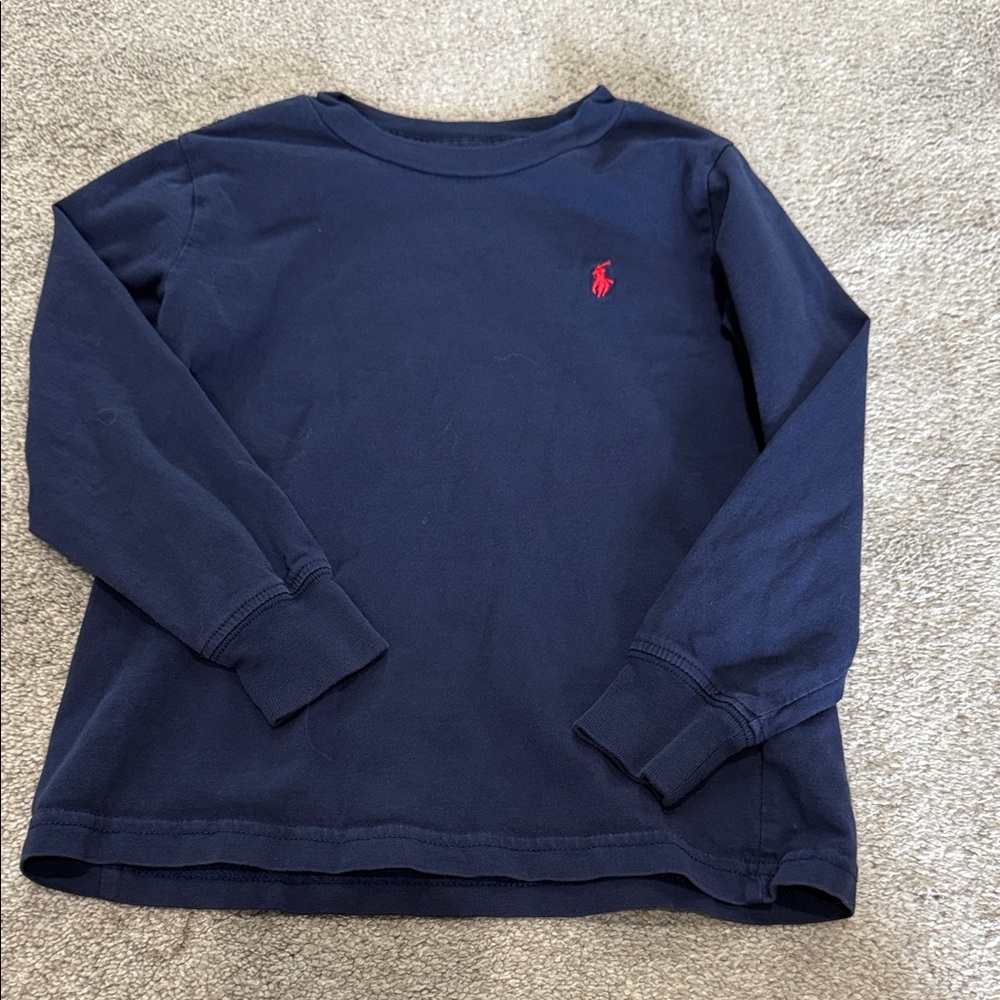 Navy Blue Kids Long Sleeve Shirt- Ralph Lauren Polo 4T